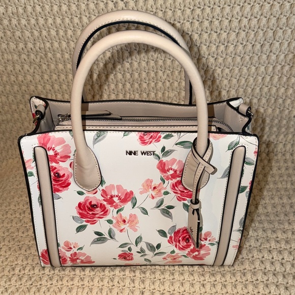 Nine West White Satchel with Pink Floral Print - Picture 7 of 8